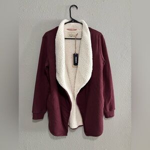 The Normal Brand Women's Puremeso Boundless Cardigan Size Medium Wine Purple NWT